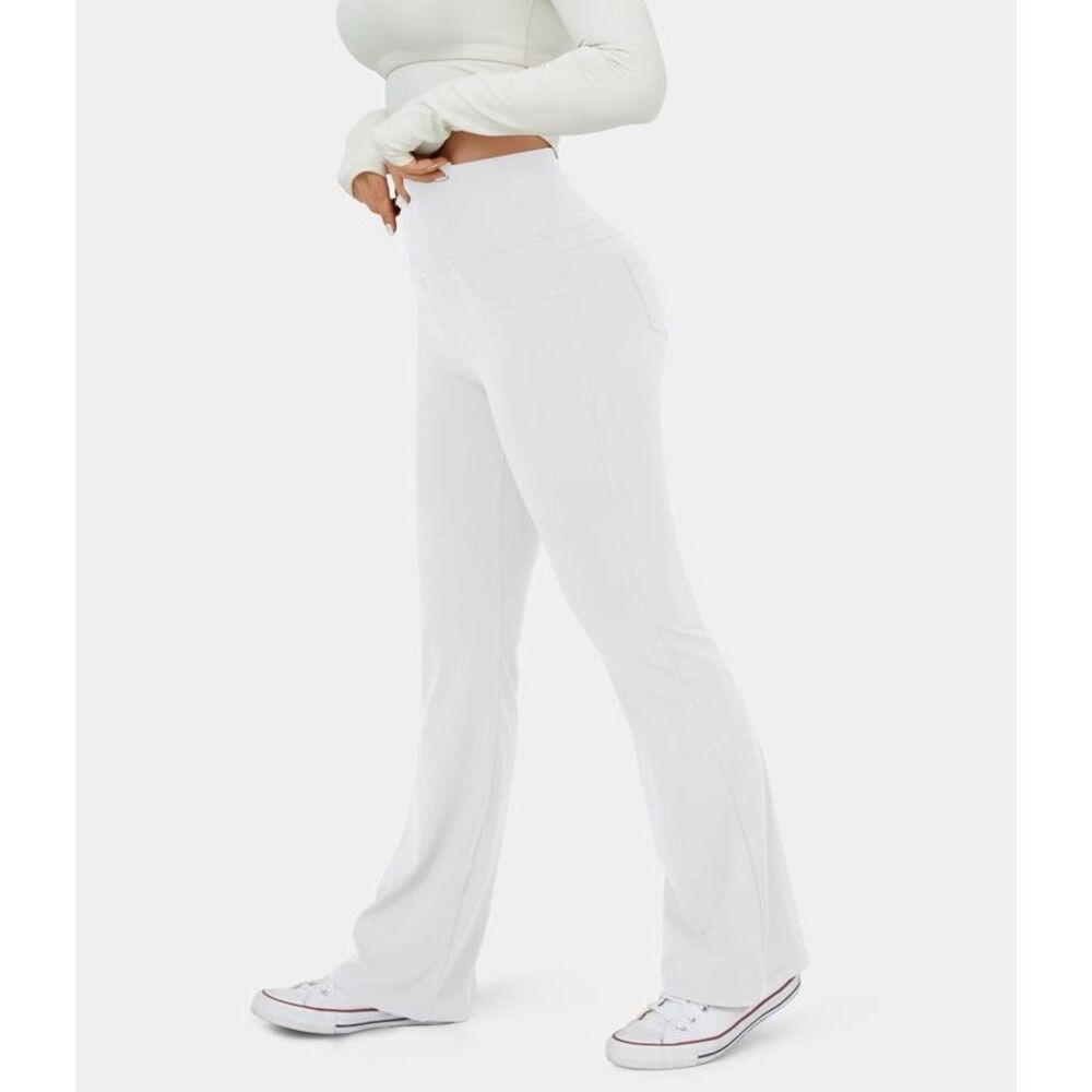 HALARA Women’s White High Waisted Pocket Flare Yoga Legging Size XS NWT
